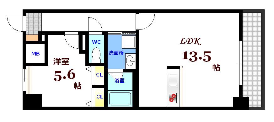 宝町ファイブ(1LDK/11階)の間取り写真
