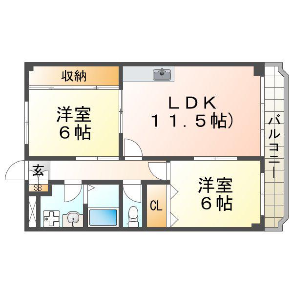 シャトル永井(2LDK/3階)の間取り写真