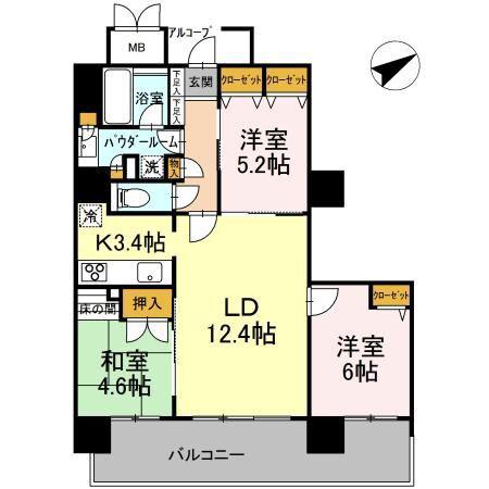 Dグラフォート・サウスマークタワー(2LDK/10階)の間取り写真