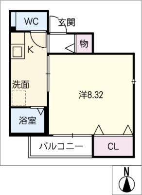 サングレイス(1K/1階)の間取り写真