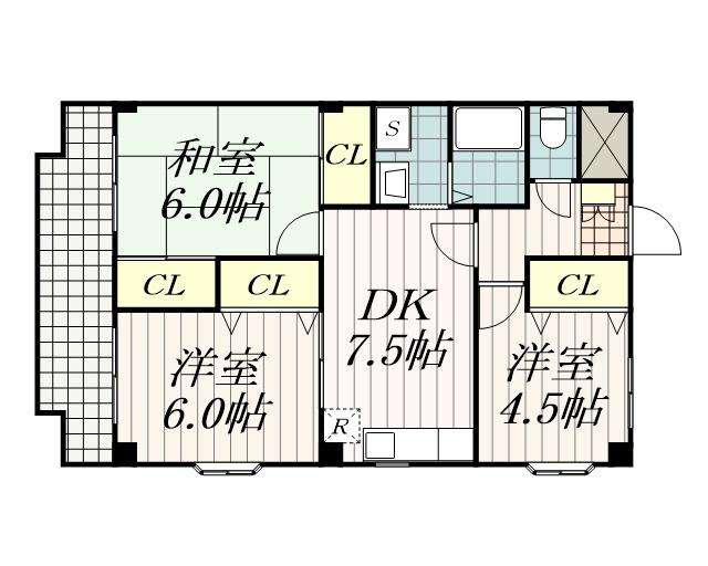 アンリベールⅢ(3DK/3階)の間取り写真