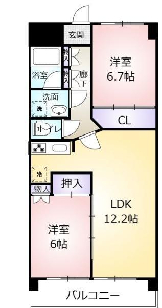 クロワサンス(2LDK/7階)の間取り写真