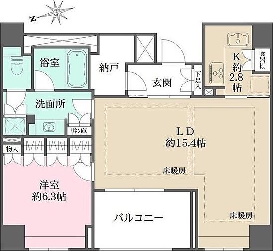 パークハウス三番町(1LDK/7階)の間取り写真