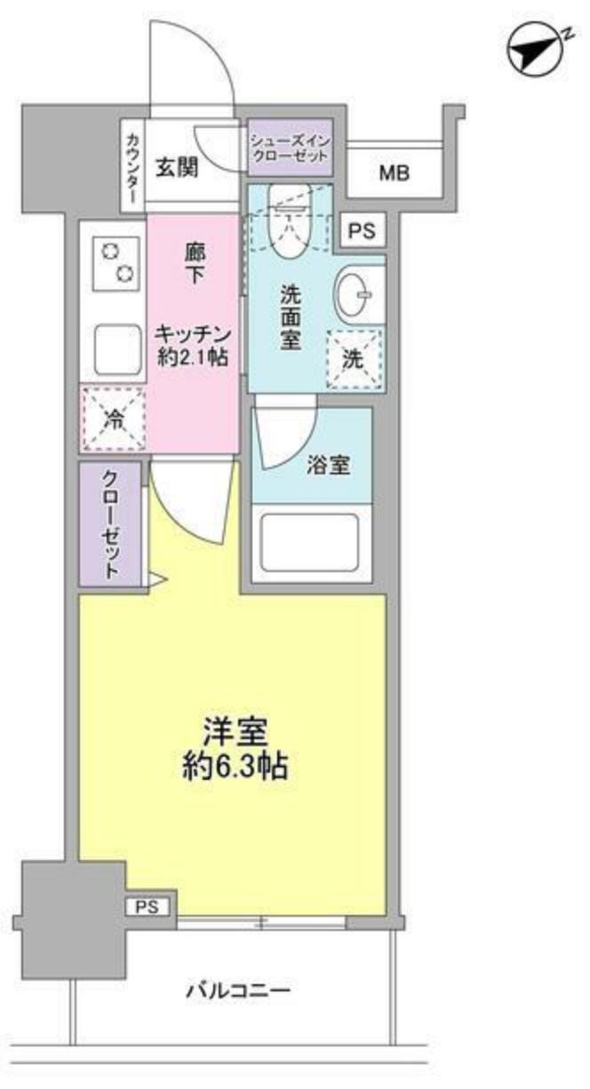 サンピエス大森(1K/3階)の間取り写真