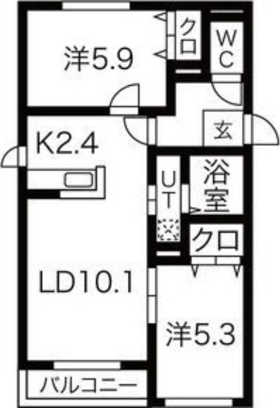 トラストコートS16(2LDK/1階)の間取り写真
