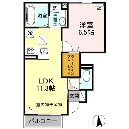 SENCIA里山辺(1LDK/1階)の間取り写真