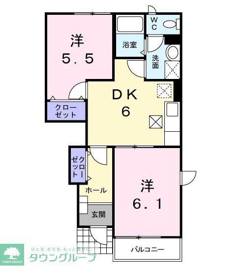 エクセレントハイム(2DK/1階)の間取り写真