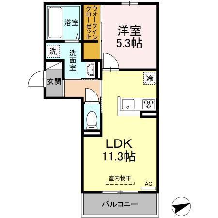 エンジェル ガーデン(1LDK/2階)の間取り写真