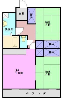 岡田マンション(2LDK/4階)の間取り写真