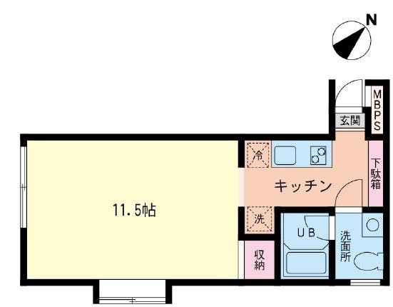 アルモニ(1K/2階)の間取り写真