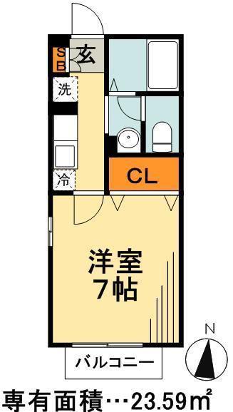 モナリエ北小岩(1K/1階)の間取り写真