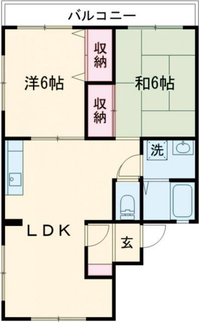 イーストスカイハイツ(2LDK/2階)の間取り写真