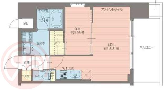 プレジオ弁天町ASIAN(1LDK/2階)の間取り写真