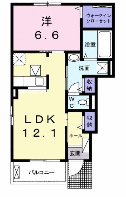 グラチチュード(1LDK/1階)の間取り写真