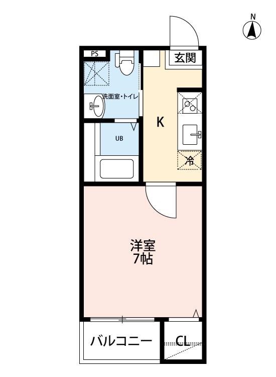 スターホワイト(1K/1階)の間取り写真