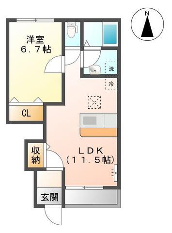 スターテラスマツ(1LDK/1階)の間取り写真