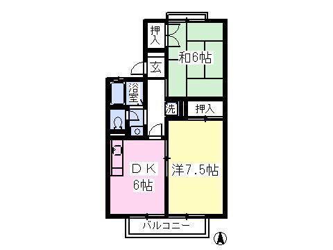 小林ハイムB(2DK/1階)の間取り写真