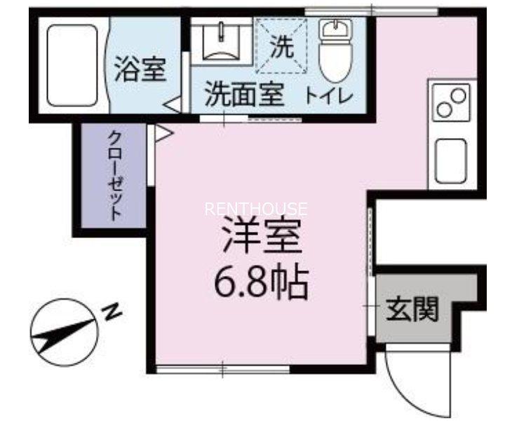 京王線 調布駅 徒歩8分 2階建 築1年(ワンルーム/1階)の間取り写真