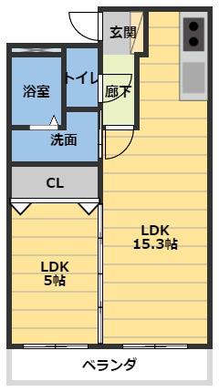 プランドール(1LDK/3階)の間取り写真