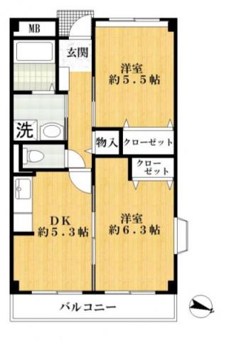 グレイスハイツイトウ(2DK/2階)の間取り写真