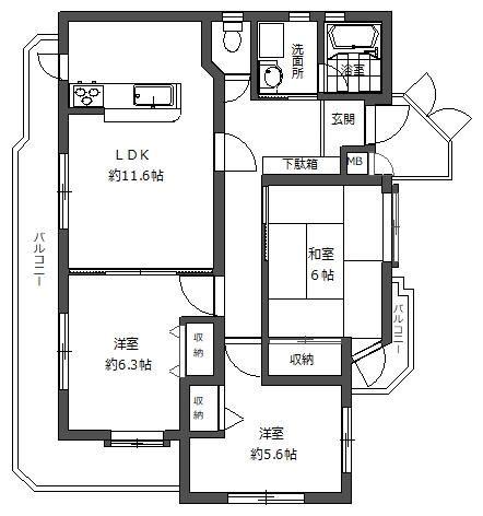 アーバン・グリーン(3LDK/3階)の間取り写真