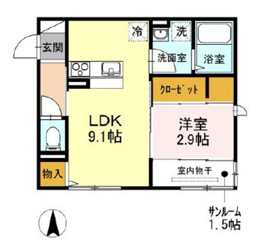 SUNRISE岡山駅前(1SLDK/2階)の間取り写真