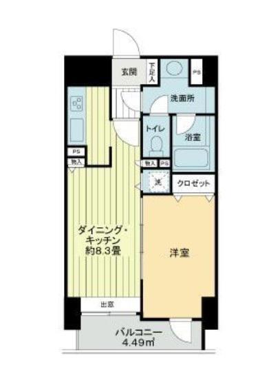 ライオンズマンション浅草橋(1DK/10階)の間取り写真