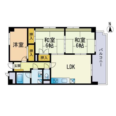 ケイエル姪浜(3LDK/3階)の間取り写真