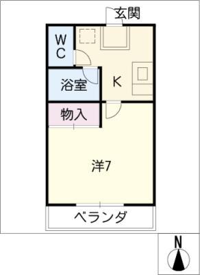 LIMINA赤池サウスII(1K/1階)の間取り写真