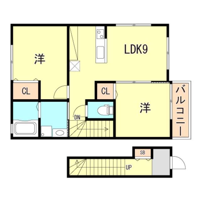 ブルージュ明石(2LDK/2階)の間取り写真