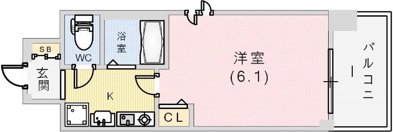 エステムコート神戸西II(1K/2階)の間取り写真