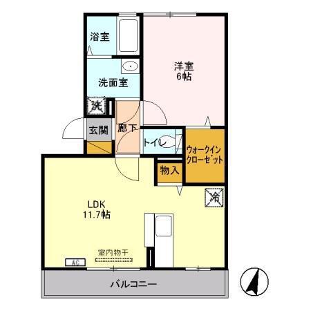 グランビューコートB棟(1LDK/3階)の間取り写真