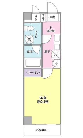 Tハルジオン(1K/2階)の間取り写真