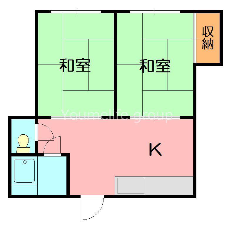 飯塚ハイツ(2DK/1階)の間取り写真