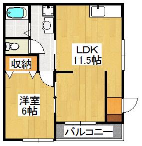 シェリエールC(1LDK/1階)の間取り写真