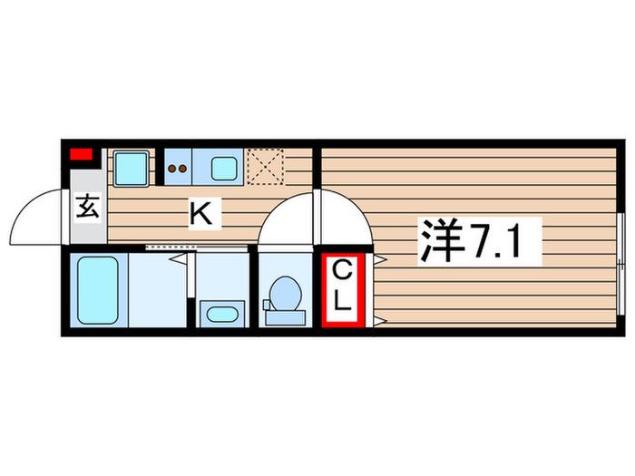 パステールグラン土気(1K/1階)の間取り写真