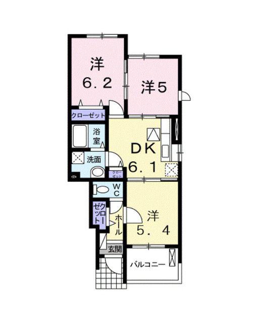 コスモス花影壱番館(2LDK/1階)の間取り写真