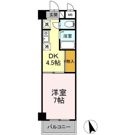メゾン花みずき(1DK/4階)の間取り写真