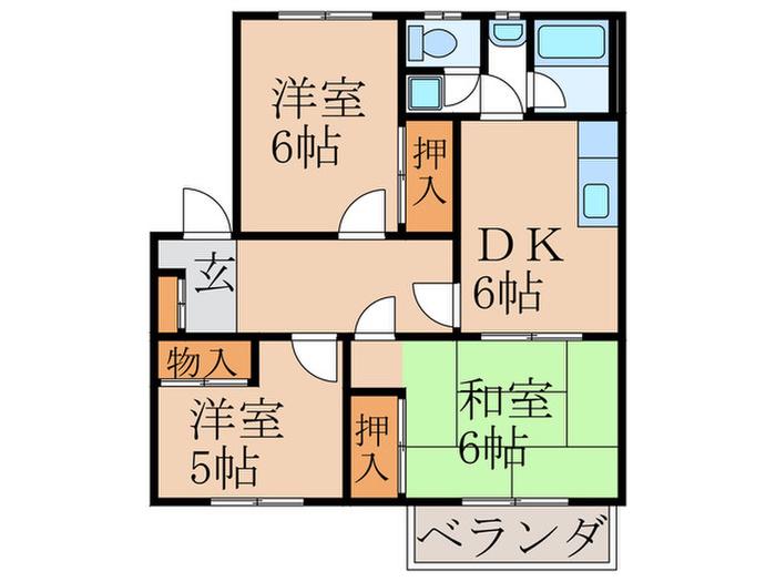 平田アパート(3DK/1階)の間取り写真