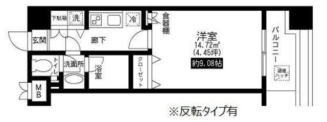 レジディア上野池之端(1K/4階)の間取り写真