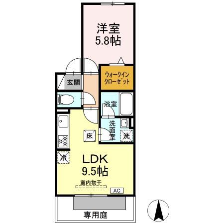 クワドラ(1LDK/1階)の間取り写真