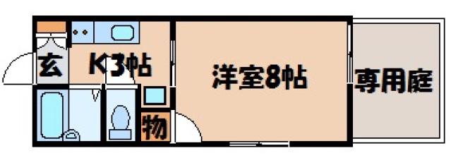 アミーゴA棟(1K/1階)の間取り写真