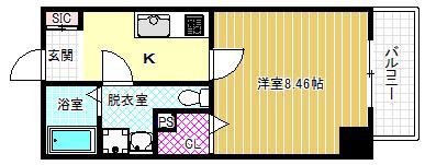 R SQUARE東天満(1K/3階)の間取り写真