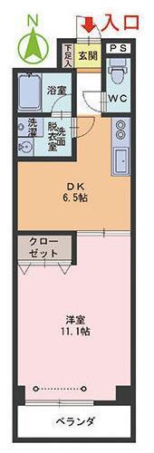 ブルーム(1DK/3階)の間取り写真