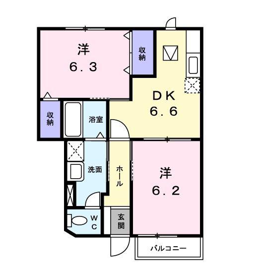 アーバンハイツI(2DK/1階)の間取り写真