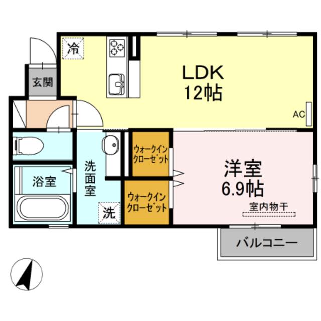 ソレイユ(1LDK/1階)の間取り写真