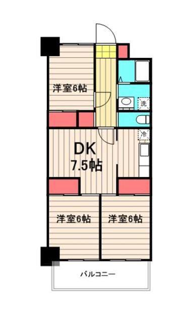 グリーンパーク北葛西(3LDK/1階)の間取り写真