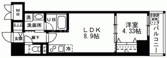 LA BELJOUR 錦糸町(1LDK/6階)の間取り写真