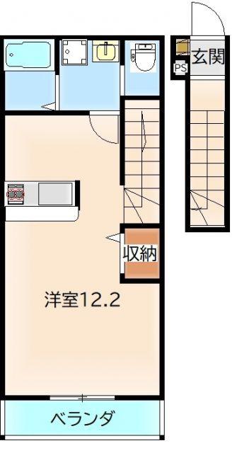 桜木北共同(ワンルーム/2階)の間取り写真