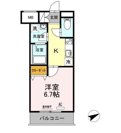 SUN RESIDENCE(1K/1階)の間取り写真